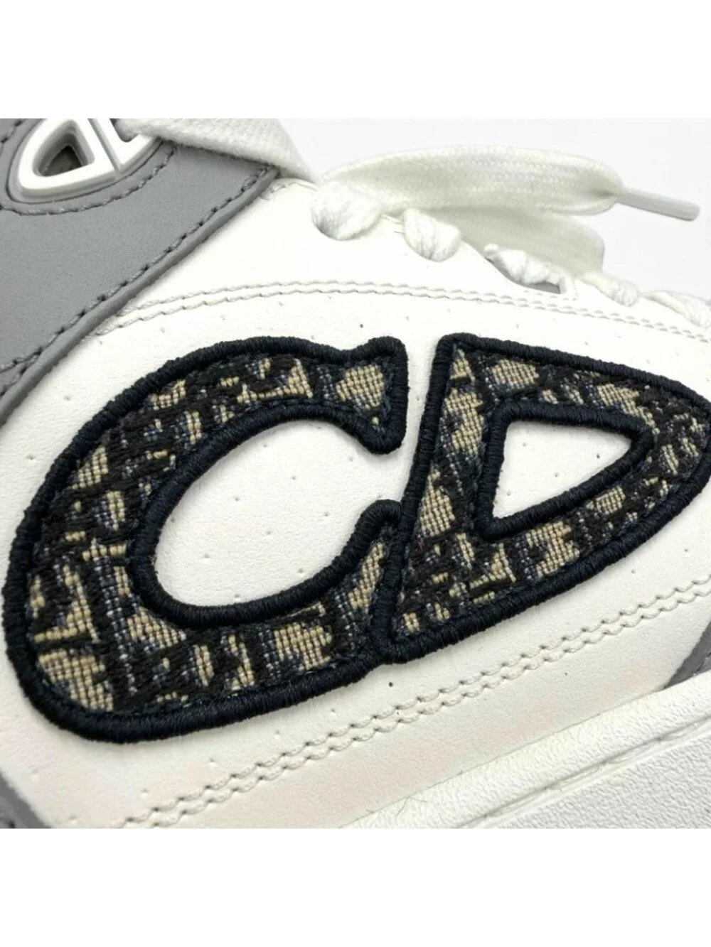 Dior Homme Leather Oblique High Top Sneakers Gray White